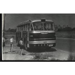   Ikarus 66, a legendás GF 100-as rendszámú korai "0 szériás" prototípus, autóbusz, magyar rendszám, 503-as próbarendszám, busz, jármű, közlekedés, 1950-es évek, Eredeti ritka fotó, papírkép. 