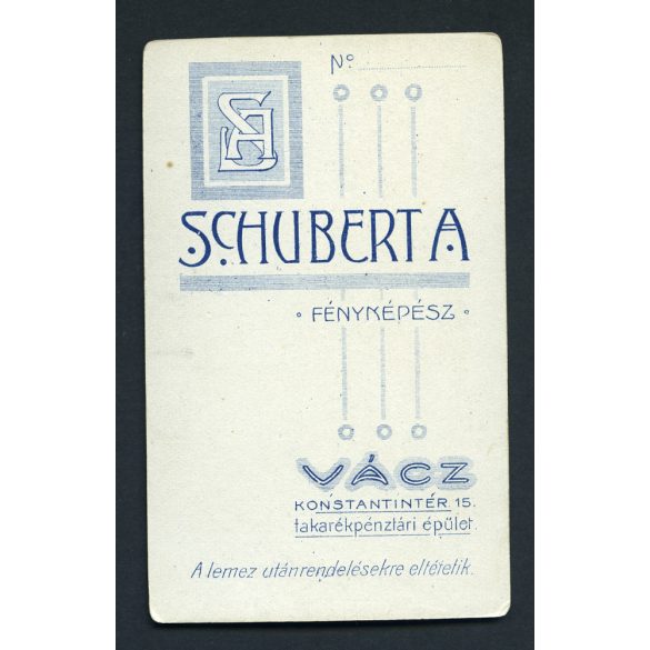 Schubert Auguszta műterme, Vác, egyházfi portréja, pap, katolikus, vallás, szemüveg, monarchia, Pest megye, 1900-as évek, Eredeti CDV, vizitkártya fotó. 