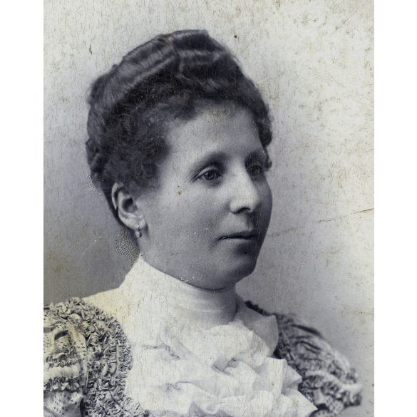 Knauer műterem, Brassó (Kronstadt), Erdély, Friedl Gusztávné, Vasút utca 3., elegáns nő portréja, monarchia, helytörténet, 1880-as évek, Eredeti  kabinetfotó. 