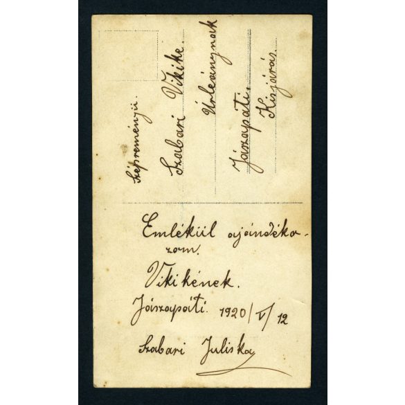 Ismeretlen műterem, Jászapáti, Szabari család, lányok, testvérek babával, játék, Jász-Nagykun-Szolnok megye, Horthy-korszak, helytörténet, 1930-as évek, Eredeti fotó, hátulján feliratozott papírkép.  