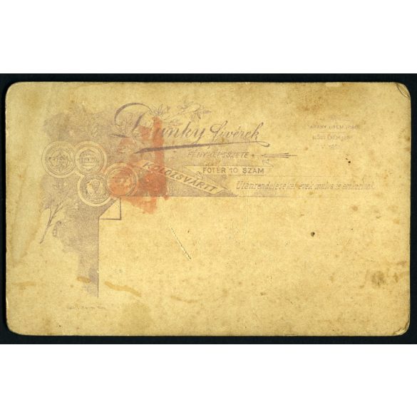 Dunky fivérek műterme, Kolozsvár, Erdély,  elegáns karcsú nő gyönyörű hajjal, monarchia, 1880-as évek, Eredeti CDV, vizitkártya fotó.  