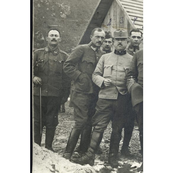 Tábori posta, magyar katonák mulatnak, szabadság előtt, 40. honvéd „fokos” hadosztály, egyenruha, 1. világháború, monarchia, 1917. január 4., 1910-es évek, Eredeti fotó, papírkép, a képen szereplő tis