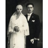 „Temler” fényképész, Soroksár (Budapest), esküvői kép, menyasszony, vőlegény, Horthy-korszak, helytörténet, 1934, 1930-as évek, Eredeti fotó, pecséttel jelzett papírkép. 