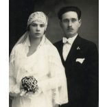 „Temler” fényképész, Soroksár (Budapest), esküvői kép, menyasszony, vőlegény, Horthy-korszak, helytörténet, 1934, 1930-as évek, Eredeti fotó, pecséttel jelzett papírkép. 