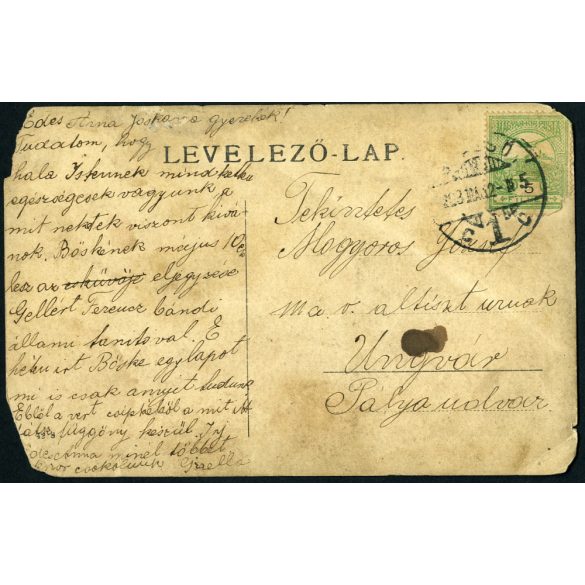 Ismeretlen műterem, elegáns nők vert csipkéből függönyt készítenek, varrógép, monarchia, 1908, 1900-as évek, Eredeti fotó, papírkép, Brassóból Ungvárra küldve, sarkai hiányosak, felülete kopott.  