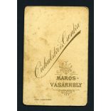 Ciehulski és Csonka műterem, Marosvásárhely, Erdély, elegáns karcsú nő portréja, gyönyörű haj, monarchia, 1880-as évek, Eredeti CDV, vizitkártya fotó, alja vágott.  