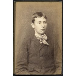   Alfred Adler műterme, Medgyes (Mediasch ), Erdély, elegáns fiú portréja, monarchia, 1880-as évek, Eredeti CDV, vizitkártya fotó, szélei vágottak.  