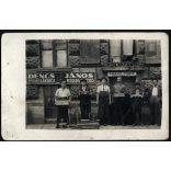 Dencs János mérlegkészítő lakatos műhelye, Budapest, VII. Sajó utca 1., üzlet, kirakat, hirdetés, Erzsébetváros, helytörténet, Horthy-korszak, 1920-as évek, Eredeti fotó,  hátulján feliratozott papírk