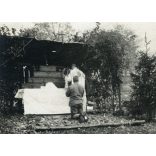 Magyar katonák tábori misén, katonazenekar, egyenruha, pap, egyház, vallás, zene, 1. világháború, monarchia, 1910-es évek, Eredeti fotó, papírkép.