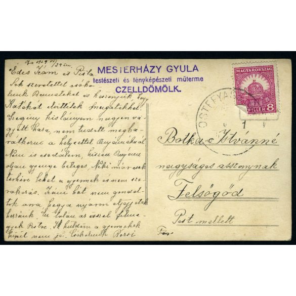 Mesterházy műterem (Celldömölk), szobabelső  Ostffyasszonyfa, gyerekek polgári ruhában, Vas megye, Horthy-korszak, helytörténet, 1929, 1920-as évek, Eredeti képeslap-fotó, jelzett  papírkép, Ostffyass