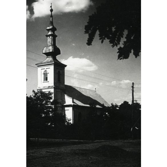 A református templom, Vezseny, Jász-Nagykun-Szolnok megye, Horthy-korszak, falu, helytörténet, 1930-as évek, Eredeti fotó,  papírkép.  