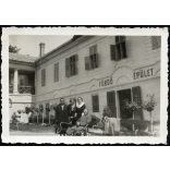 Fürdőépület, Parádfürdő, fürdőkultúra, Heves megye, Horthy-korszak, falu, helytörténet, 1934, 1930-as évek, Eredeti fotó,  hátuljám feliratozott papírkép.