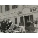 Fürdőépület, Parádfürdő, fürdőkultúra, Heves megye, Horthy-korszak, falu, helytörténet, 1934, 1930-as évek, Eredeti fotó,  hátuljám feliratozott papírkép.