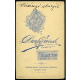 Dunky fivérek műterme, Kolozsvár, Erdély, Virányi Margit, elegáns nő portréja, gyönyörű ruha, monarchia, 1880-as évek, Eredeti CDV, hátulján feliratozott vizitkártya fotó.