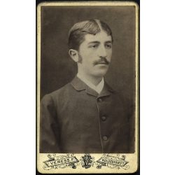   Veress Ferenc műterme, Kolozsvár, Erdély, elegáns bajuszos férfi portréja, 1890-es évek, Eredeti CDV, vizitkártya fotó. 