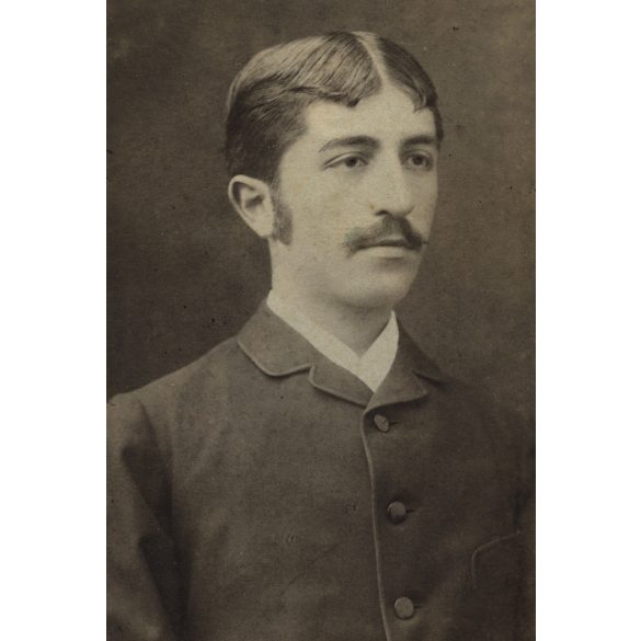 Veress Ferenc műterme, Kolozsvár, Erdély, elegáns bajuszos férfi portréja, 1890-es évek, Eredeti CDV, vizitkártya fotó. 