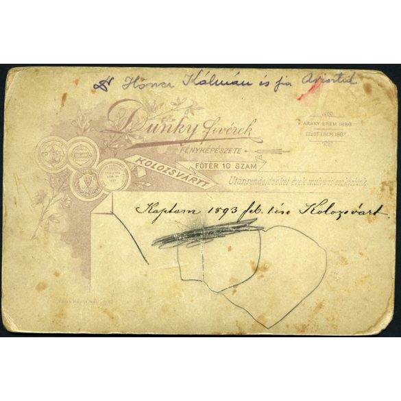 Dunky fivérek műterme, Kolozsvár, Erdély, Dr. Höncz Kálmán szájsebész, a kolozsvári Ferenc József Tudományegyetem orvosi karának címzetes rendkívüli tanára és fia, Höncz Arisztid (később orvos, fogorv