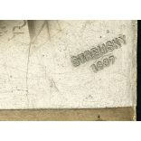 Nagyobb méret, Strelisky műterem, Budapest, Martin Auguszta eljegyzéskori portréja, Zimermann Sándor felesége lett, elegáns nő virágokkal,  monarchia, 1897, 1890-es évek, Eredeti mélynyomóval is jelze