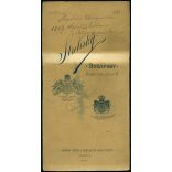 Nagyobb méret, Strelisky műterem, Budapest, Martin Auguszta eljegyzéskori portréja, Zimermann Sándor felesége lett, elegáns nő virágokkal,  monarchia, 1897, 1890-es évek, Eredeti mélynyomóval is jelze