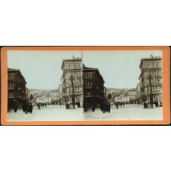   Ismeretlen műterem, városkép, Fiume, utcarészlet házakkal, monarchia, 1890-es évek, Eredeti, kabinetfotó, sztereó fotó.  