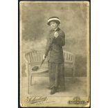 Scherling műterem, Szatmárnémeti, Erdély, elegáns hölgy kalapban, ernyővel, monarchia, 1890-es évek, Eredeti kabinetfotó.  