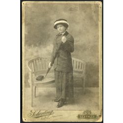   Scherling műterem, Szatmárnémeti, Erdély, elegáns hölgy kalapban, ernyővel, monarchia, 1890-es évek, Eredeti kabinetfotó.  