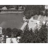 Tusnádfürdő látképe, Tusnádfürdő, Hargita megye, Erdély, látkép, Horthy-korszak, Csukás-tó, helytörténet. 1940-es évek, Eredeti fotó, papírkép.  