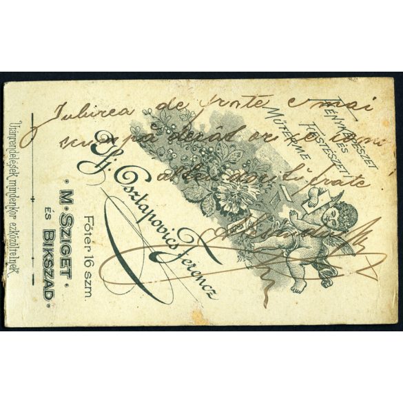 Ifj. Osztapovics műterem, Máramarossziget (Bikszád), Erdély, elegáns férfi nyakkendőben, bajusz, monarchia, 1890-es évek, Eredeti CDV, vizitkártya fotó, hátlapja románul feliratozott.  