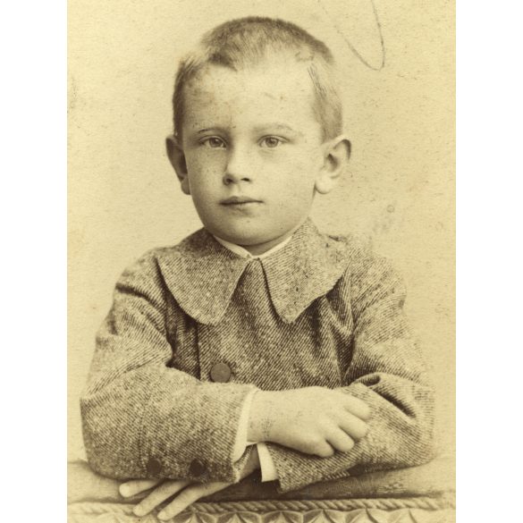 Dunky Fivérek műterme, Kolozsvár, Erdély, fiatal fiú, Urbán József portréja, monarchia, 1907, 1900-as évek, Eredeti CDV, vizitkártya fotó, hátulján nevesítve.   