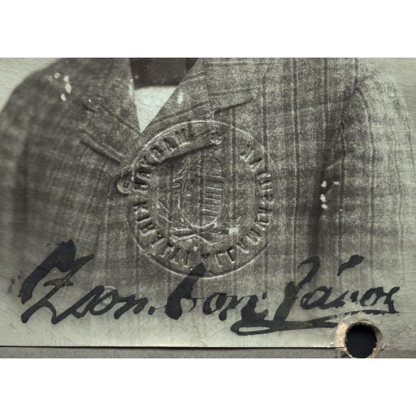 Ferencz és Társa műterem, Kolozsvár, Erdély, elegáns bajuszos férfi, Zsombori János portréja, monarchia, 1900-as évek, Eredeti CDV, aláírt szignózott vizitkártya fotó a Magyar Királyi Államvasutak bél