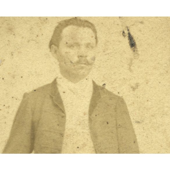 Veress Ferenc fénykép műterméből, „Országos Museum” Kolozsvár, Erdély elegáns férfi könyvvel, kalappal, bajusz,  monarchia előtt, 1850-es (?) évek, Eredeti CDV, ritka korai vizitkártya fotó. A ragaszt