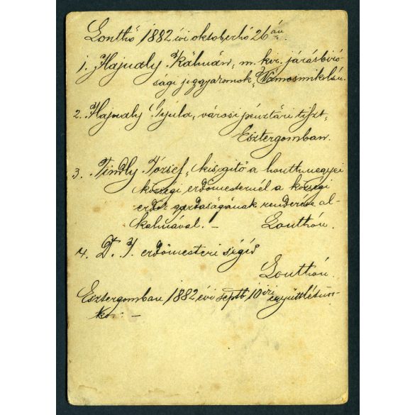 Beszédes műterem, Esztergom, baráti társaság, Hajnaly Kálmán, Hajnaly Gyula, szakáll, cvikker, bajusz,  monarchia, helytörténet, 1870-es évek, Eredeti, hátoldalán feliratozott, nevesített kabinetfotó,