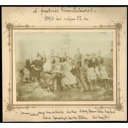   Nagyobb méret, úri társaság kirándulása, Fraknó, Burgerland, 1893. május 22, 1890-es évek, monarchia, helytörténet. Eredeti  kabinetfotó, kartonra ragasztott fotó, a kartonon a képen szereplők neveive
