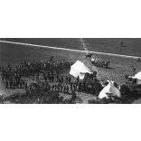 Katonai szemle a Vérmezőn, Budapest, I. kerület, Déli pályaudvar, Alkotás út, János kórház, Sas-hegy, helytörténet, egyenruha, katona, 1900-as évek eleje,  Eredeti nagyméretű fotó negatív, üvegnegatív