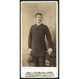 Veress Ferenc műterme, Kolozsvár, Erdély, Nyerges Zsigmond ügyvéd portréja, monarchia, helytörténet, 1889., 1880-as évek, Eredeti dedikált  kabinetfotó, hátulján saját kezű felirattal, aláírással.   m