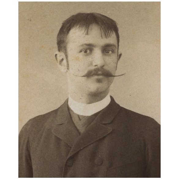 Veress Ferenc műterme, Kolozsvár, Erdély, Nyerges Zsigmond ügyvéd portréja, monarchia, helytörténet, 1889., 1880-as évek, Eredeti dedikált  kabinetfotó, hátulján saját kezű felirattal, aláírással.   m