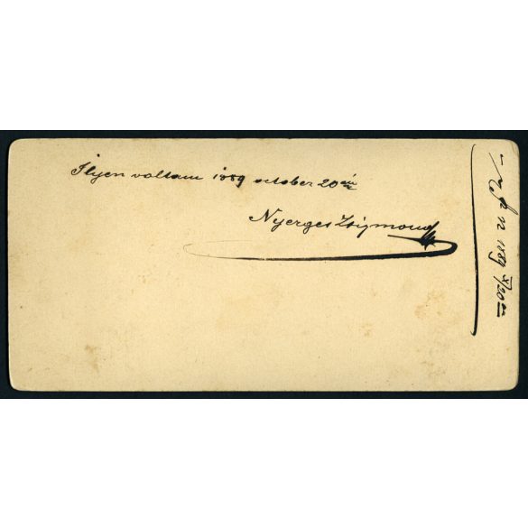 Veress Ferenc műterme, Kolozsvár, Erdély, Nyerges Zsigmond ügyvéd portréja, monarchia, helytörténet, 1889., 1880-as évek, Eredeti dedikált  kabinetfotó, hátulján saját kezű felirattal, aláírással.   m