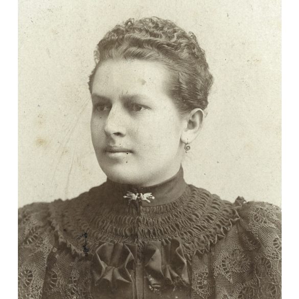 Ferencz és Társa műterem Kolozsvár, Erdély,  elegáns nő portréja, gyönyörű ruha, monarchia, helytörténet, 1908., 1900-as évek, Eredeti kabinetfotó.   