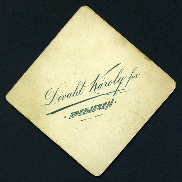 Divald Károly fia műterme (ritka), Eperjes, Felvidék, elegáns nő gyönyörű ruhában, monarchia, 1890-es évek, Eredeti CDV, vizitkártya fotó.