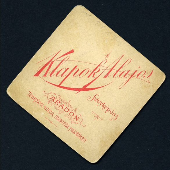 Klapok Alajos műterme, Arad, Erdély, elegáns nő, anya lányával gyönyörű ruhákban, monarchia, 1890-es évek, Eredeti CDV, vizitkártya fotó.  