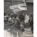 Szovjet-bolgár megszálló csapatok Nagykanizsán, Nagykanizsa, Zala megye, 2. világháború, katonák, katonai felszerelések, útjelző tábla, utcakép, feliratok, , helytörténet, 1945., 1940-s évek,