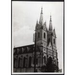 Jézus Szíve-templom, Mádéfalva, Hargita megye, Erdély, utcakép, Horthy-korszak, vallás, templom, helytörténet. 1940-es évek, Eredeti fotó, papírkép. 