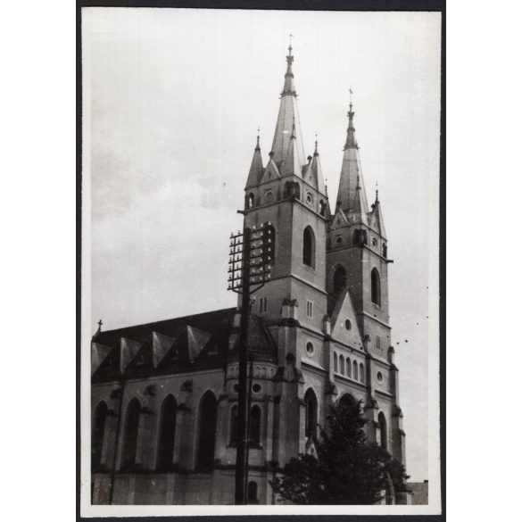 Jézus Szíve-templom, Mádéfalva, Hargita megye, Erdély, utcakép, Horthy-korszak, vallás, templom, helytörténet. 1940-es évek, Eredeti fotó, papírkép. 