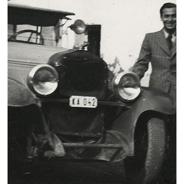 Elegáns férfiak Oakland amerikai gyártású gépkocsival, KA-s (Kaposvár) rendszám, autó, jármű, közlekedés, Horthy-korszak, 1930-as évek, Eredeti fotó, papírkép.  