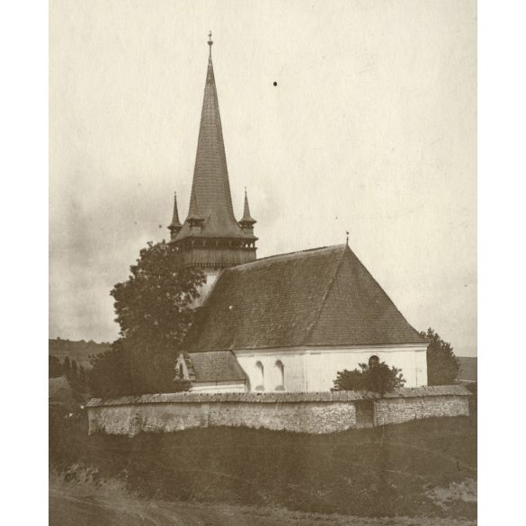 Nagyobb méret, református templom, Kőrösfő, Erdély, falu, utcakép, egyház,  monarchia, 1900-as évek, helytörténet, Eredeti fotó, papírkép.   