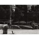 Országzászló Székelyudvarhelyen, Szent Miklós-templom, teherautó, Erdély, Székelyudvarhely, Hargita megye, utcakép, Horthy-korszak, egyház, vallás, helytörténet, 1940-es évek, Eredeti fotó, 