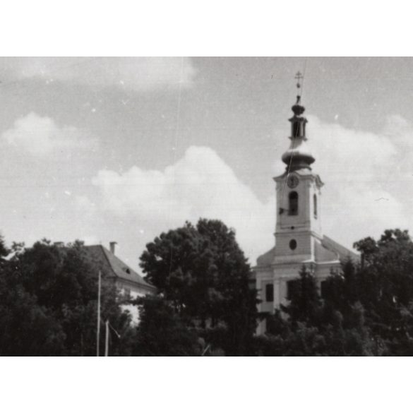 Országzászló Székelyudvarhelyen, Szent Miklós-templom, teherautó, Erdély, Székelyudvarhely, Hargita megye, utcakép, Horthy-korszak, egyház, vallás, helytörténet, 1940-es évek, Eredeti fotó, 