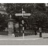 A Hunyadi téri színház, Kolozsvár, Kolozs megye, Erdély, utcakép, Horthy-korszak, épület, táblák, helytörténet, 1940-es évek, Eredeti fotó, papírkép.   