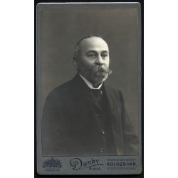   Dunky Fivérek műterme, Kolozsvár, Erdély, elegáns szakállas úr portréja, monarchia, 1890-es évek, Eredeti CDV, vizitkártya fotó.   