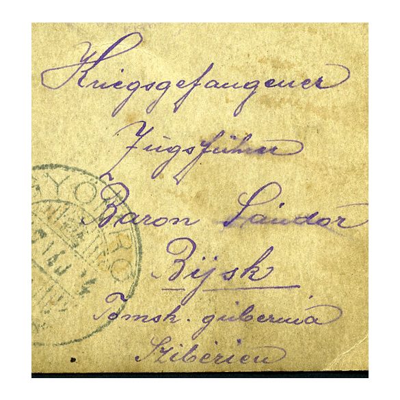 Magyar (K.u.K) katonák, hadifoglyok egyenruhában, Bijszk, Szibéria, Baron Sándor gyömrői illetékességú szakaszvezető, 1. világháború, 1910-es évek, Eredeti fotó, feliratozott papírkép Gyömrőre címezve